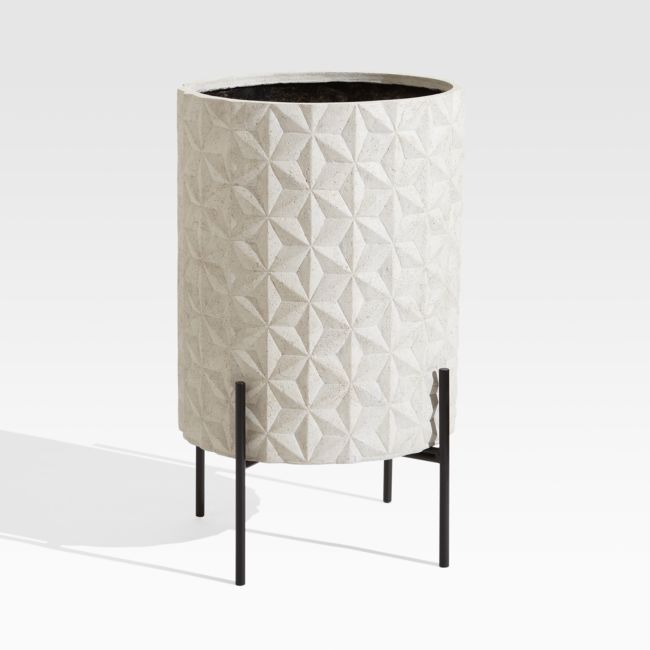 Sema Geometric Star Volcanic Stone Outdoor Planter with Stand
