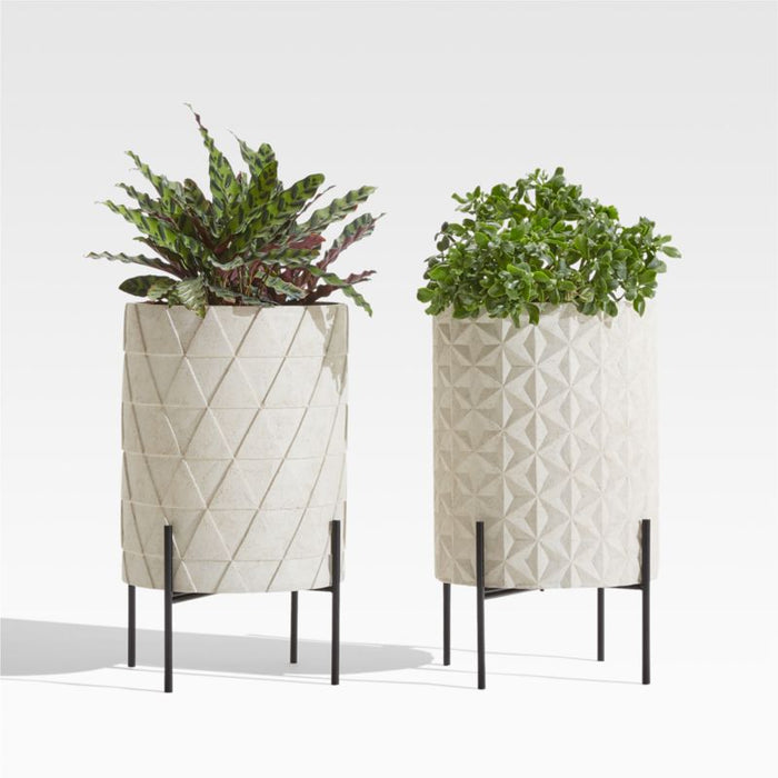 Sema Geometric Star Volcanic Stone Outdoor Planter with Stand