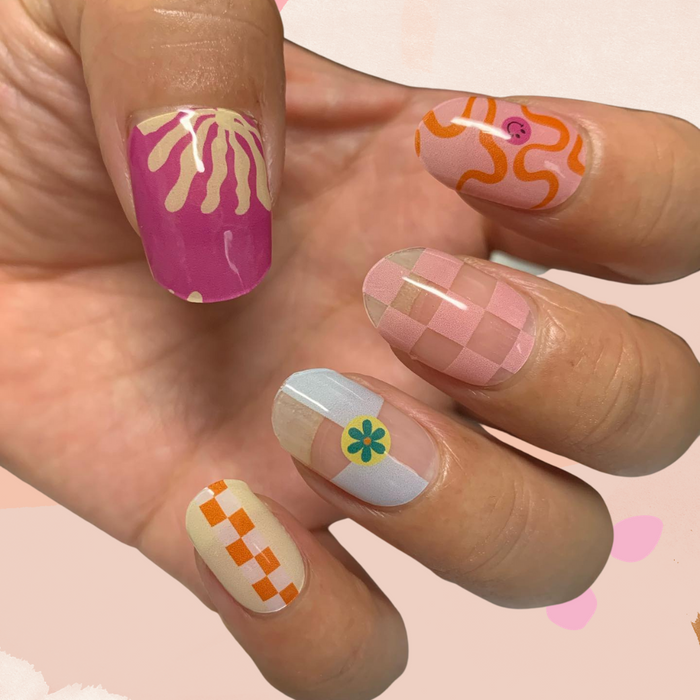Thistle Semi-Cured Gel Nail Wraps Preppy Abstract Negative Space