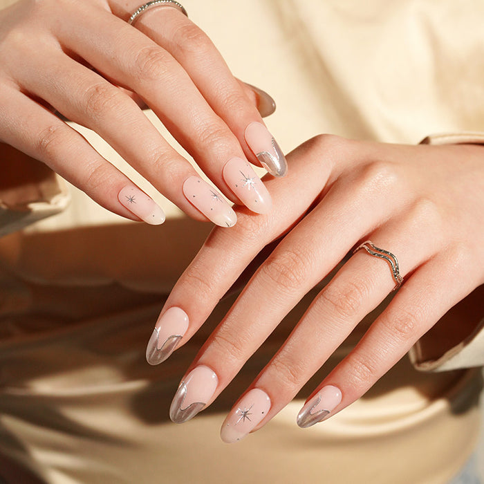 Semi-Cured Gel Nail Wraps - Silver Veil