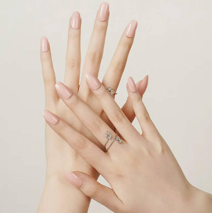 Light Gray Semi-Cured Gel Nail Wraps Beige Nude Solid