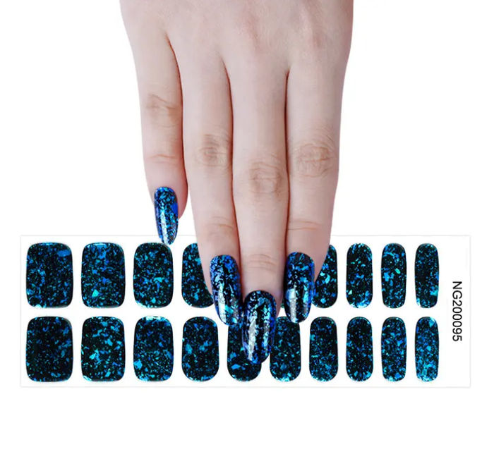 White Smoke Semi-Cured Gel Nail Wraps Blue Flame