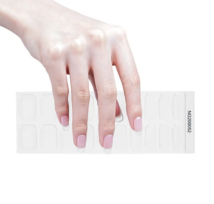 White Smoke Semi-Cured Gel Nail Wraps Clear Armor