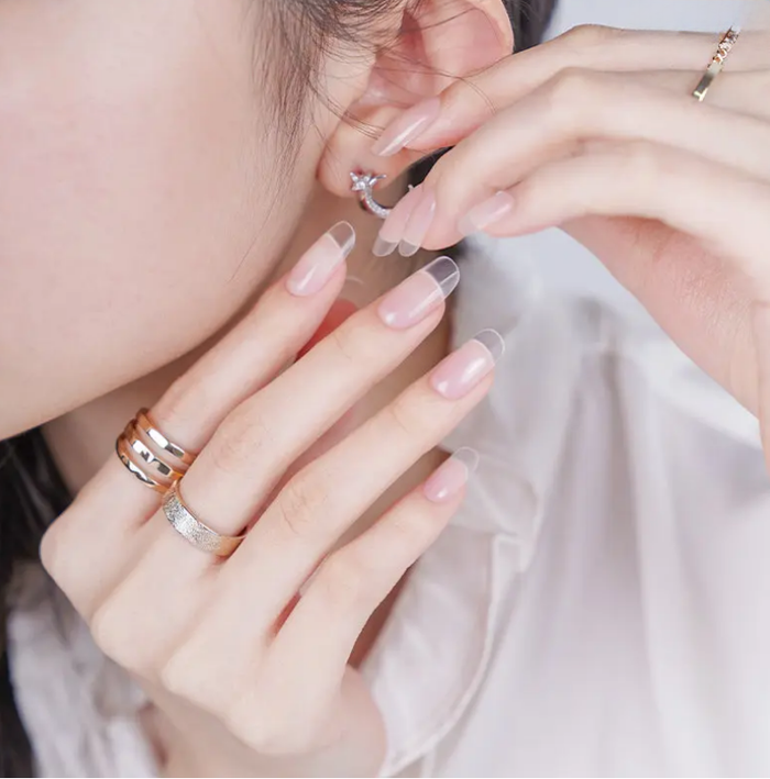 Gray Semi-Cured Gel Nail Wraps Clear Armor