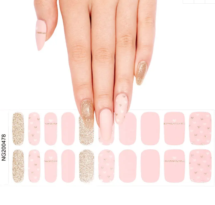 White Smoke Semi-Cured Gel Nail Wraps Heart of Gold