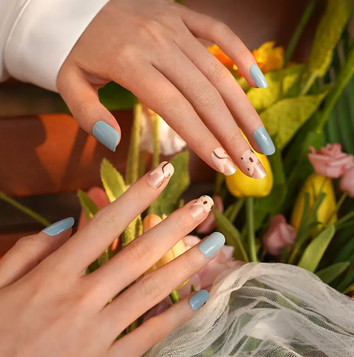 Dark Salmon Semi-Cured Gel Nail Wraps  Iced Latte Skies