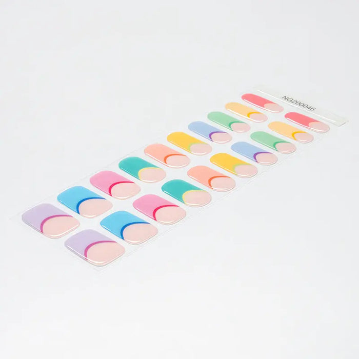 Lavender Semi-Cured Gel Nail Wraps Rainbow Colorful French Manicure