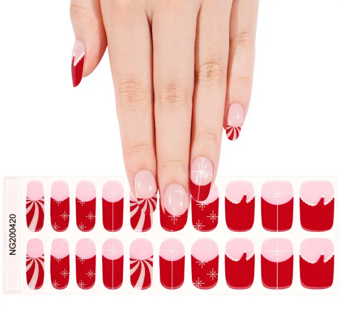 White Smoke Semi-Cured Gel Nail Wraps Santa Baby Swirl