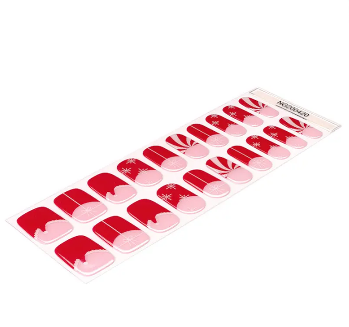 White Smoke Semi-Cured Gel Nail Wraps Santa Baby Swirl