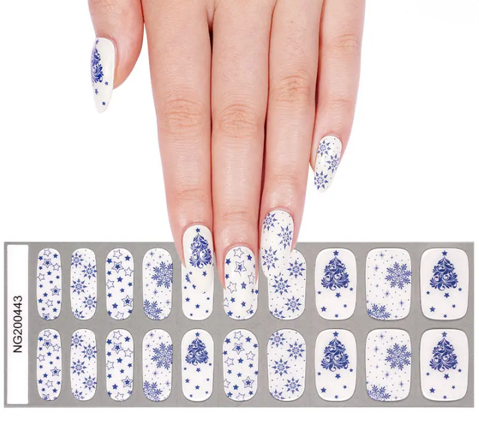 White Smoke Semi-Cured Gel Nail Wraps Snowflake Royale