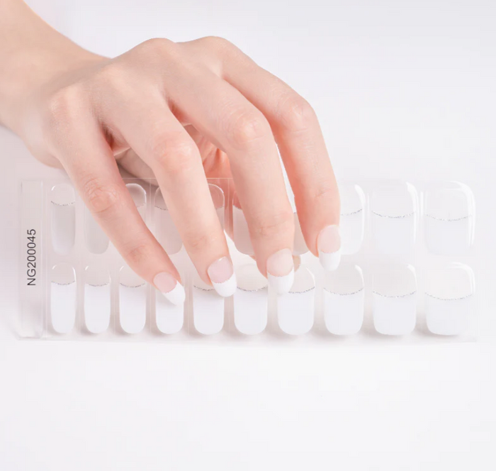 White Smoke Semi-Cured Gel Nail Wraps White French Manicure