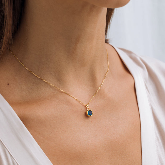 London blue topaz pendant necklace in gold vermeil