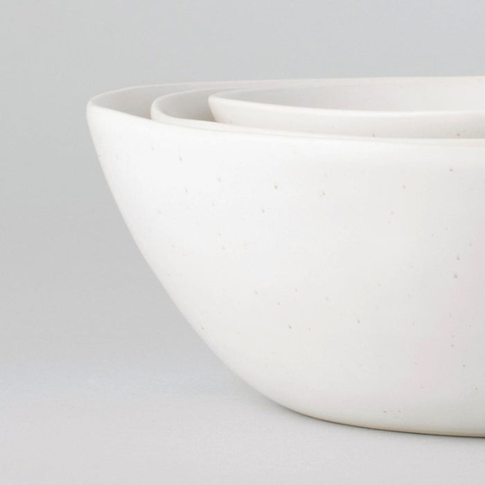 Serving ceramics set bundles by Fable Home, shown in a speckledwhite finish. – #speckledwhite