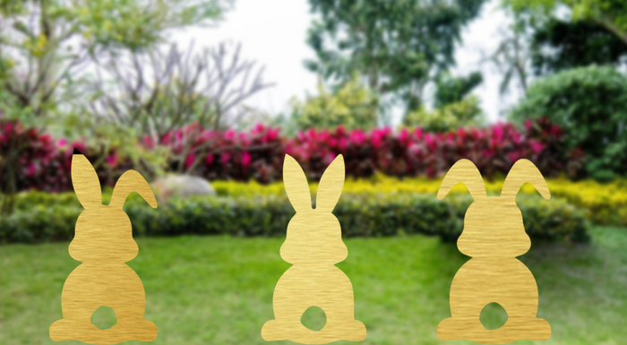 Set of 3 Bunnies Garden Stakes - Metal Art - MetalPlex