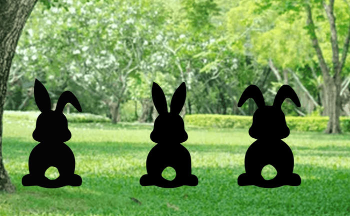 Set of 3 Bunnies Garden Stakes - Metal Art - MetalPlex