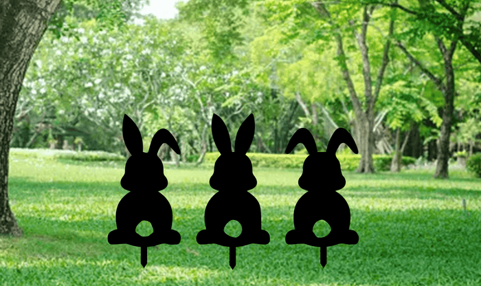 Set of 3 Bunnies Garden Stakes - Metal Art - MetalPlex