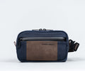 Waxed Canvas Navy + Chocolate Leather $129