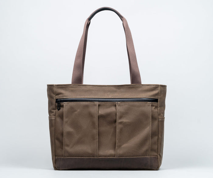 Brown Waxed Canvas + Chocolate Leather $249