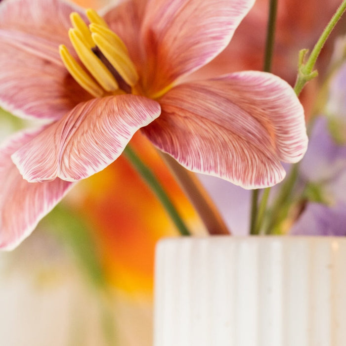 Short bud vase decor by Fable Home, shown in a speckledwhite finish. – #speckledwhite