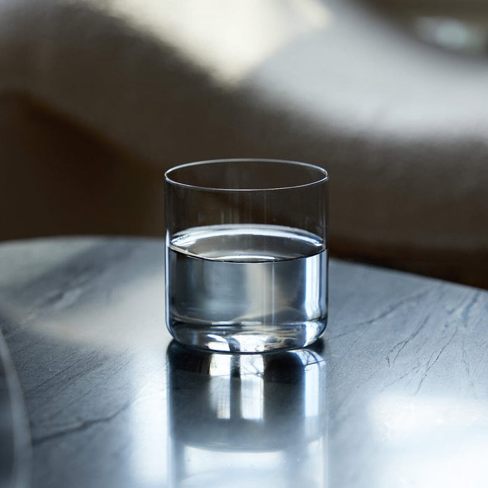 Short glasses pro glassware by Fable Home, shown in a smokegray finish. – #smokegray