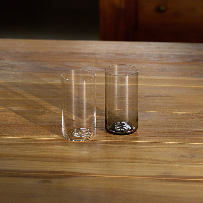 Short glasses pro glassware by Fable Home, shown in a smokegray finish. – #smokegray