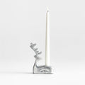 Silver Holiday Reindeer Taper Candle Holder