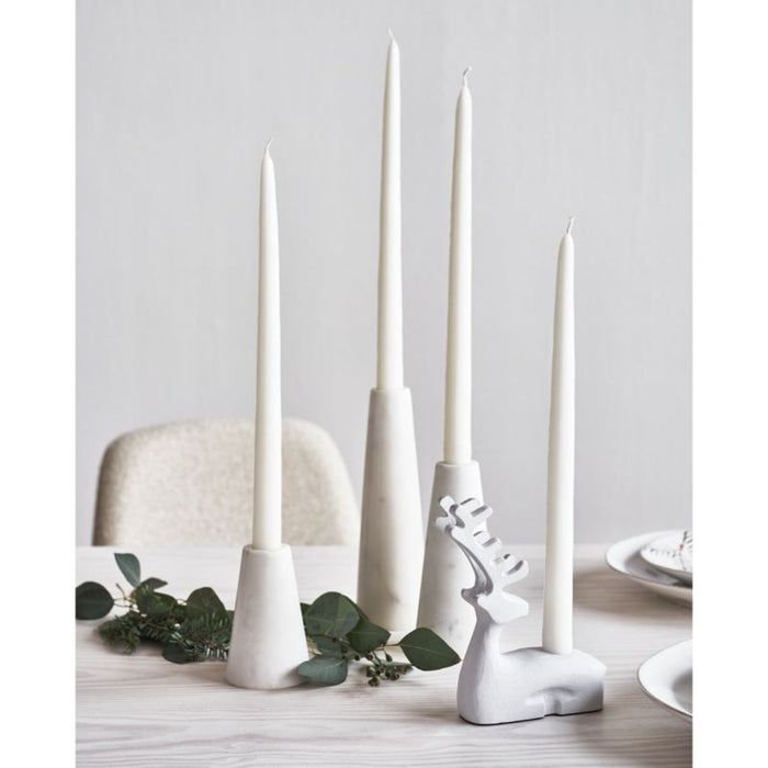 Silver Holiday Reindeer Taper Candle Holder