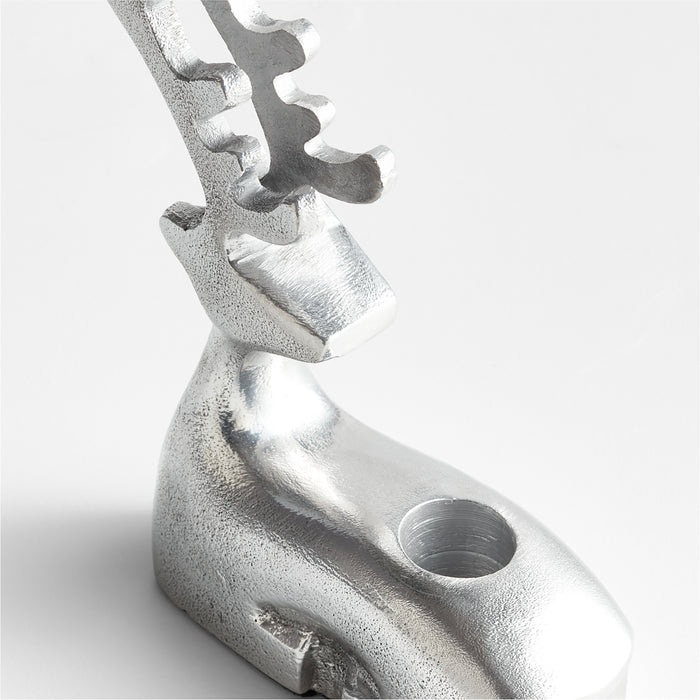 Silver Holiday Reindeer Taper Candle Holder