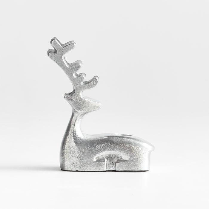 Silver Holiday Reindeer Taper Candle Holder