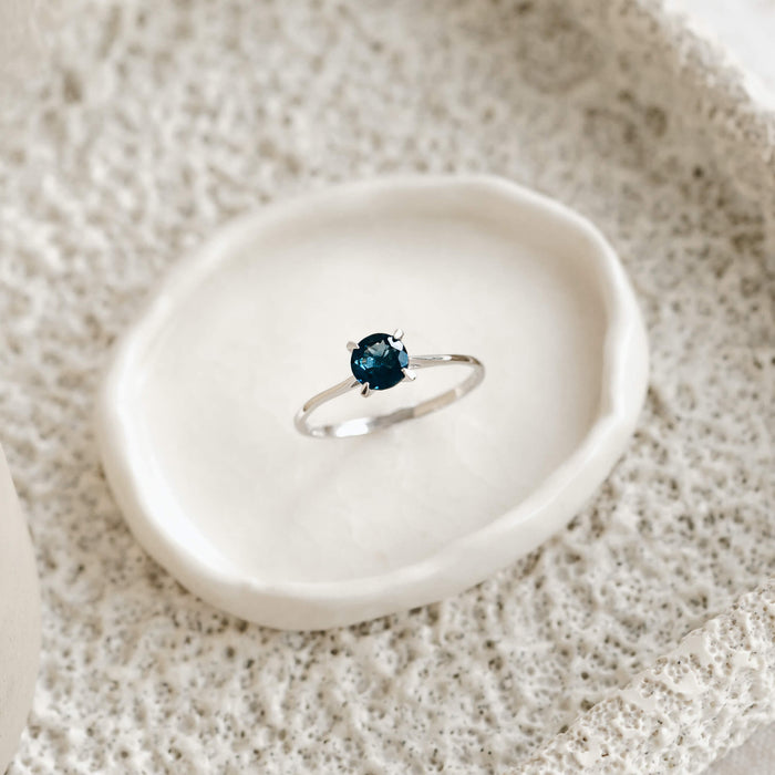 Silver london blue topaz solitaire ring