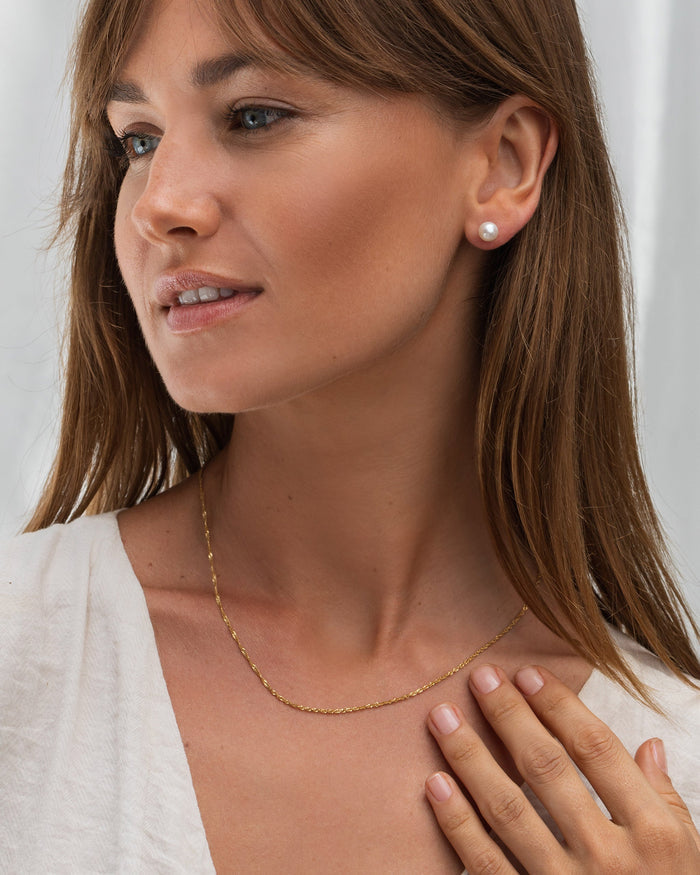 Gold vermeil chain on model