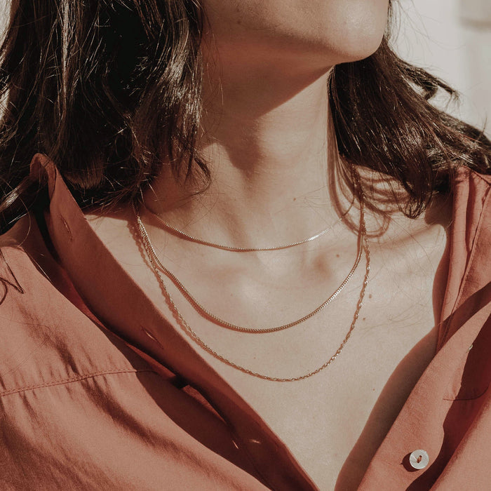 Set of thin gold vermeil necklaces