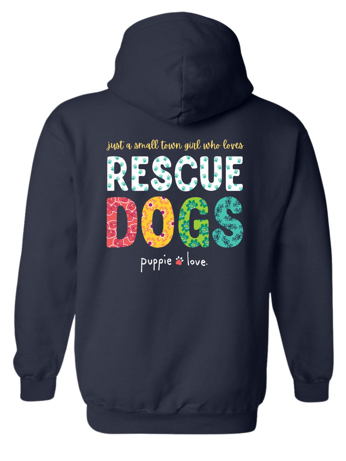 SMALL TOWN GIRL, ADULT HOODIE PUPPIE LOVE