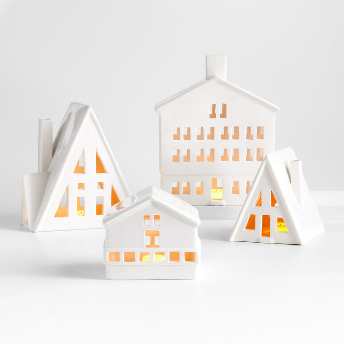 Small White Ceramic Holiday Alpine A-Frame House
