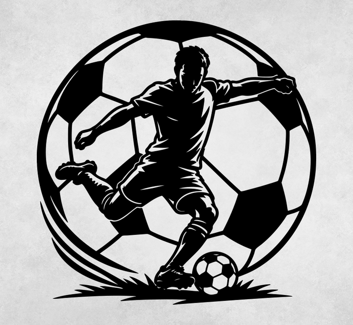 Soccer Player Action Metal Wall Art