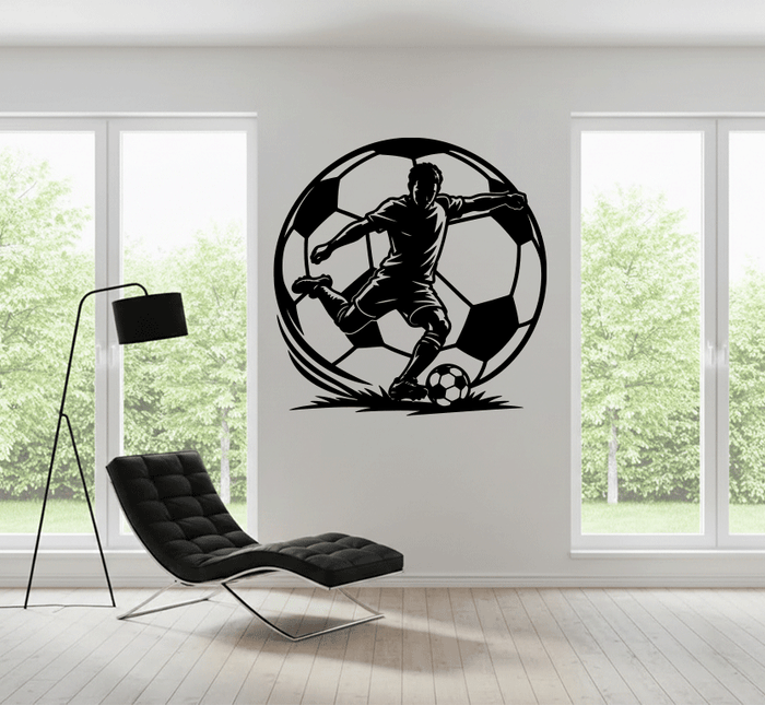Soccer Player Action Metal Wall Art