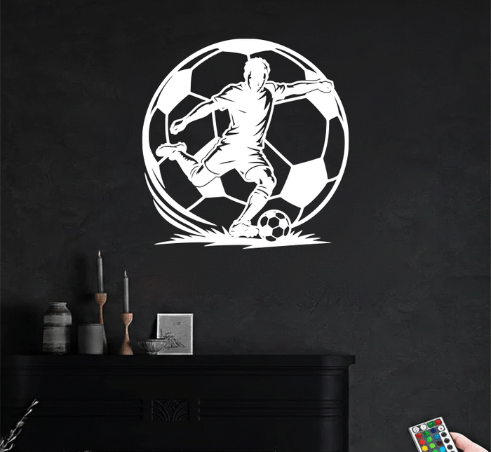 Soccer Player Action Metal Wall Art