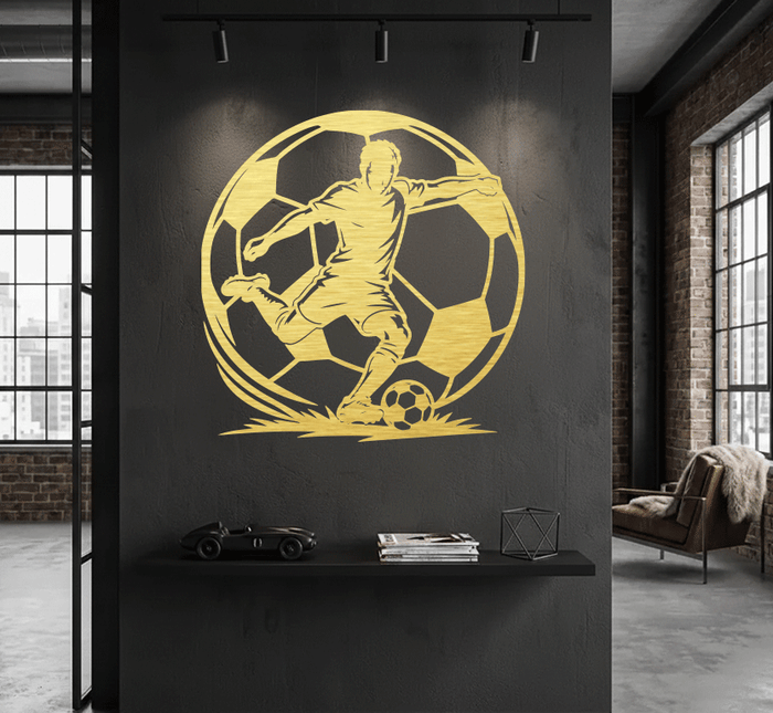 Soccer Player Action Metal Wall Art