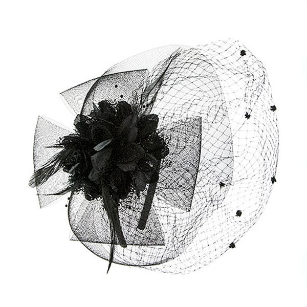 Something Special - Black Ribbon and Lace Fascinator Hair Band Hat