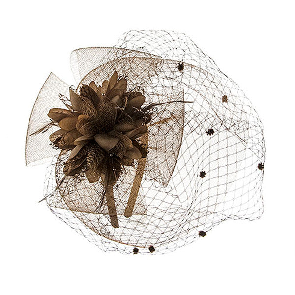 Something Special - Brown Ribbon and Lace Fascinator Hair Band Hat