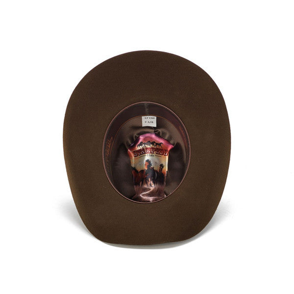 Stampede Hats - Tassel Leather Trim 100X Wool Felt Brown Cowboy Hat - Bottom