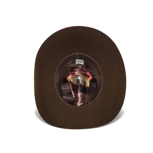 Stampede Hats - 100X Wool Felt Brown Cowboy Hat with Rhinestone Leather Trim - Bottom
