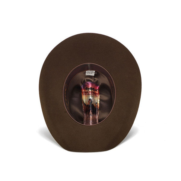 Stampede Hats - 100X Wool Felt Brown Cowboy Hat with Silver Buckle - Bottom