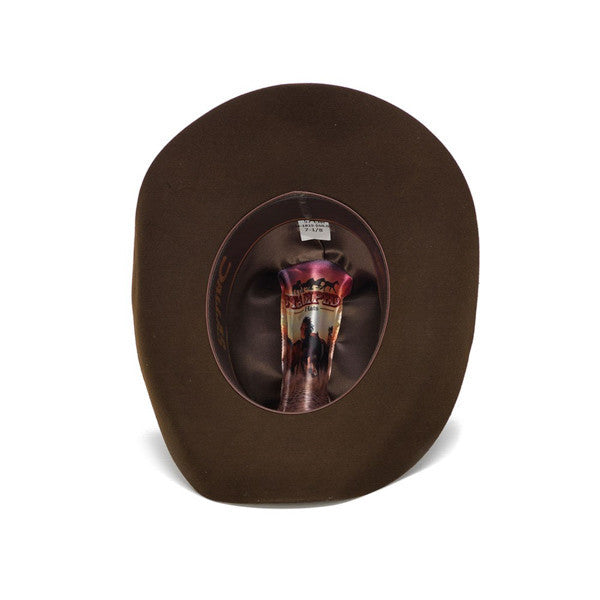 100X Wool Felt Brown Cowboy Hat with Studded Leather Trim - Bottom