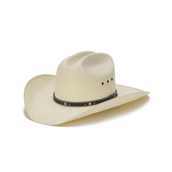 Stampede Hats - Bangora Straw 50X Western Hat with Nickel Accent Trim - Front Angle
