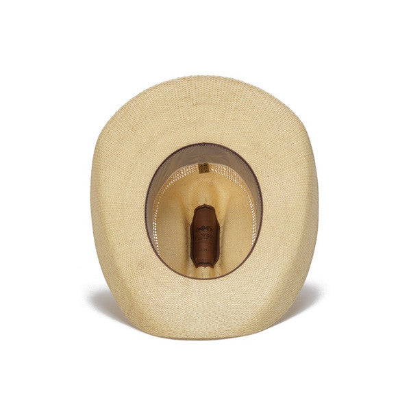 Beige 50X Bangora Cowboy Hat with Studded Wrapped Leather Trim - Bottom