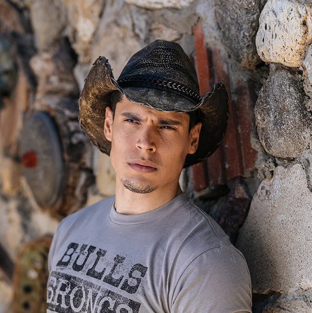Stampede Hats - Black Stained Cowboy Hat with Chain Hat Band