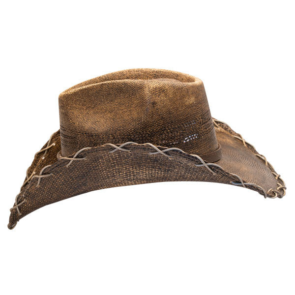 Stampede Hats - Black Stained Cowboy Hat with Chain Hat Band - Side