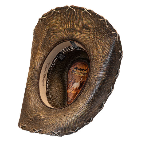 Stampede Hats - Black Stained Cowboy Hat with Chain Hat Band - Bottom, Inside