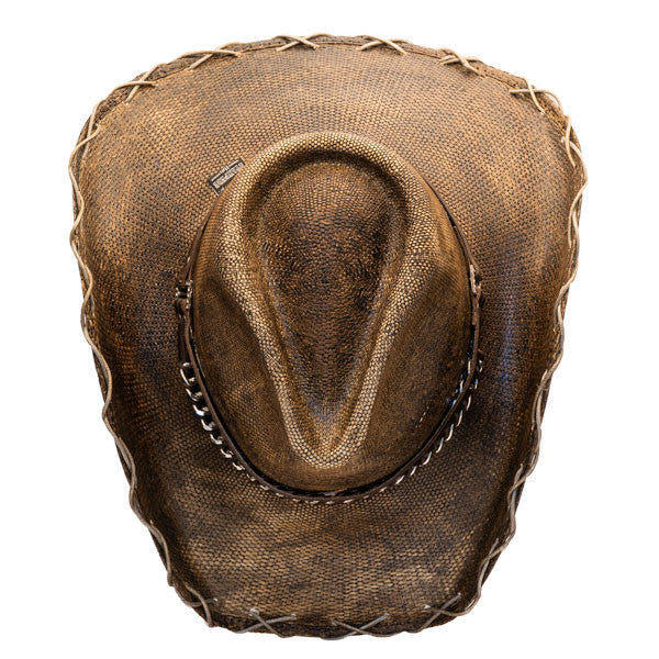 Stampede Hats - Black Stained Cowboy Hat with Chain Hat Band - Top